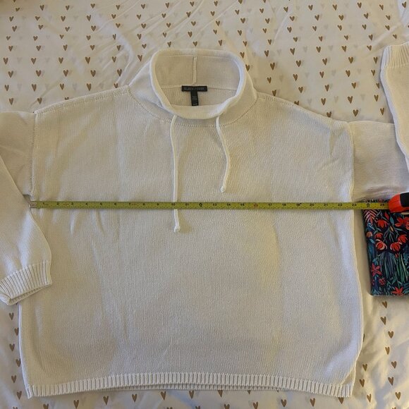 Eileen Fisher Cotton Rollneck / Cowl Neck Sweater - Medium White - Picture 1 of 4